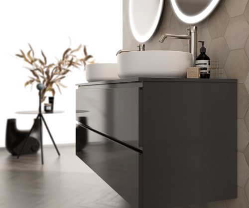 Top and cabinet Lacquered Glossy Grigio Piombo